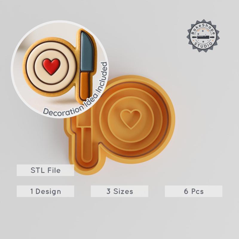 Knife Shape Cutter & Stamp Set, Perfect for Cookies & Fondant, 3 Sizes, 6-Piece Dining & Cuisine Tool Collection