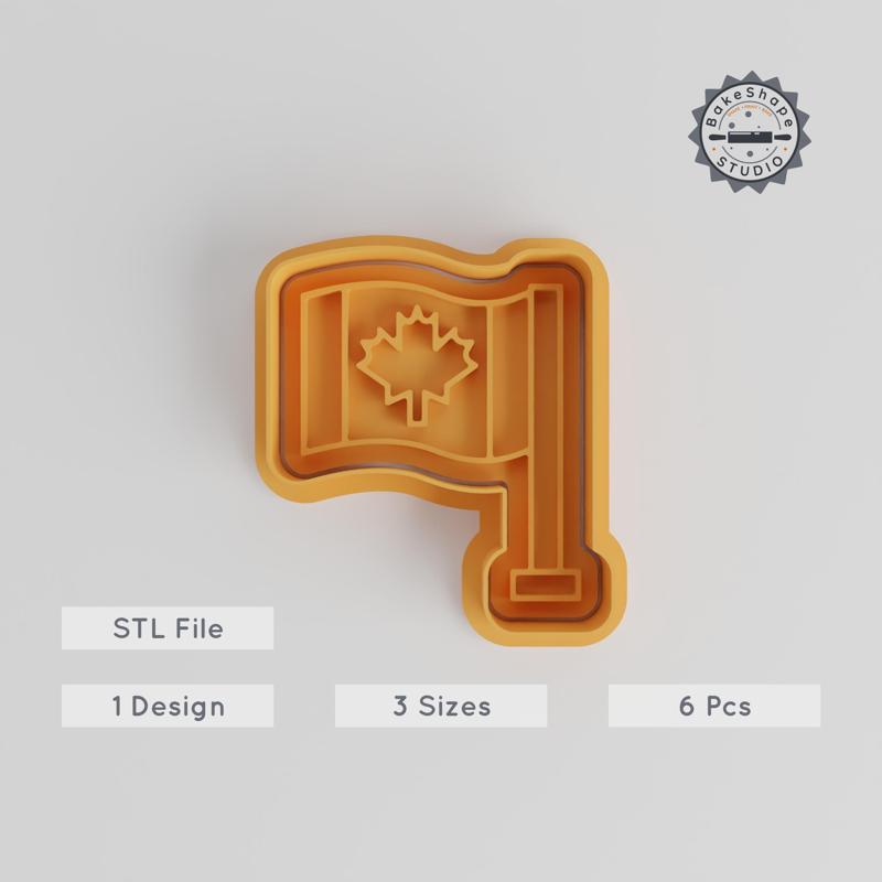 Flag Cookie Cutter & Stamp Set, S/M/L, Country Emblem & Patriotic Design, 3D Printable STL