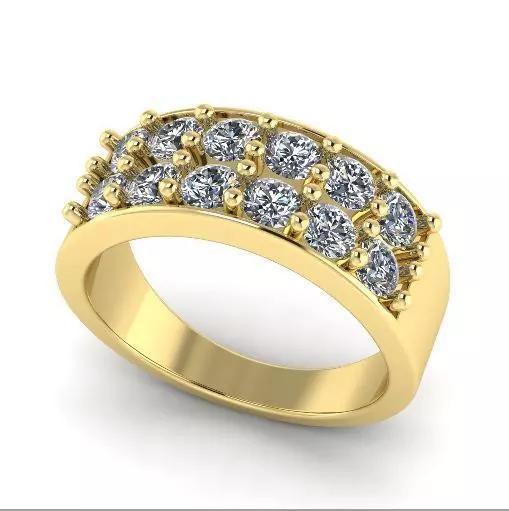 Ring with two rows of stones Model 1980