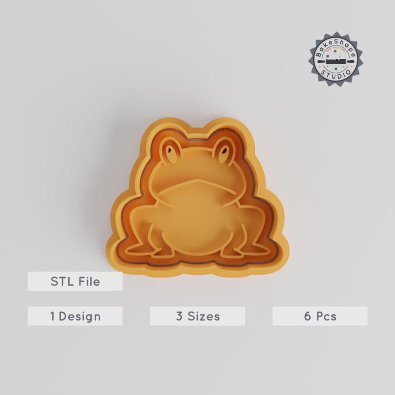 Frog Cookie Cutter & Stamp, Amphibian Friend, Set of 6, Perfect for Cookies & Fondant, Cute Animal Theme, 3 Sizes