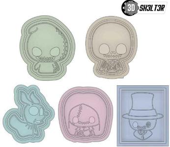 Jack Skellington, Sally, Oogie, Zero, and Mayor cookie cutters from The Nightmare Before Christmas