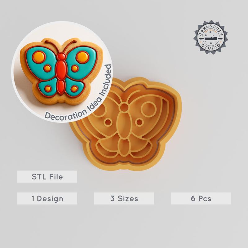 Butterfly Shape Cutter & Stamp Set, Perfect for Cookies & Fondant, 3 Sizes, Nature's Wings Design