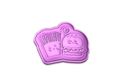 Burger And Fries Cookie Cutter and Fondant Stamp