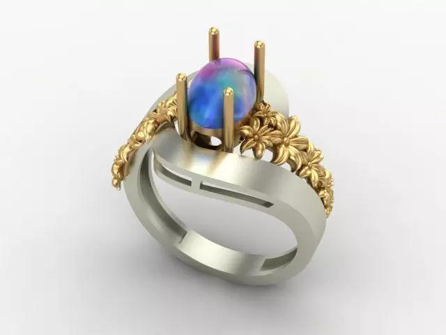 Engagement ring with opal