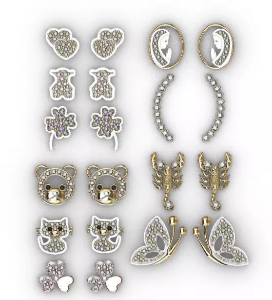 Aretes -Topitos para dama paquete de 10 -v-