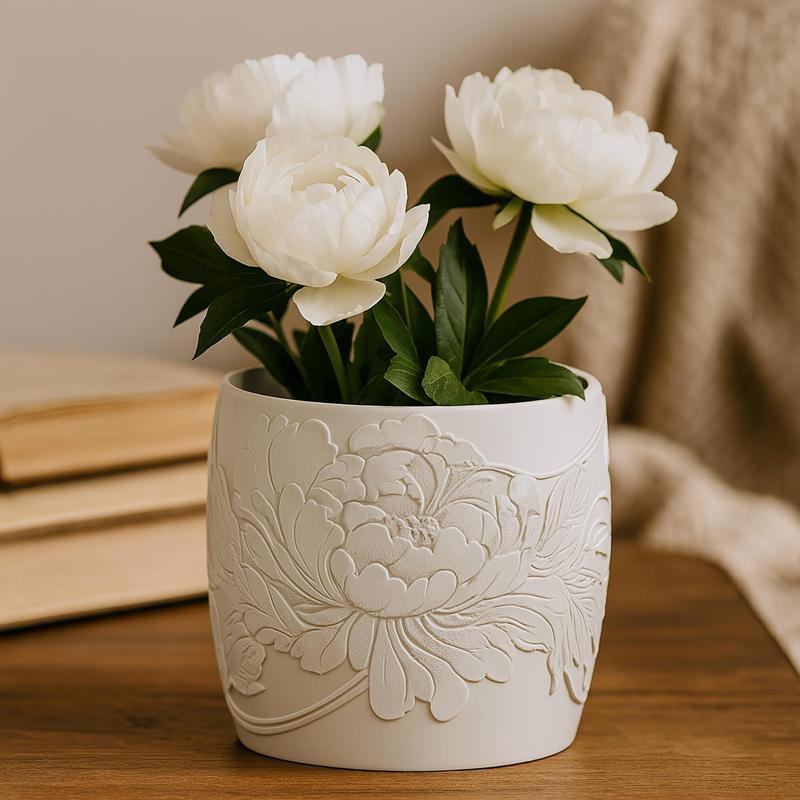 Peony Plant Pot STL – No Supports, Elegant Floral Planter