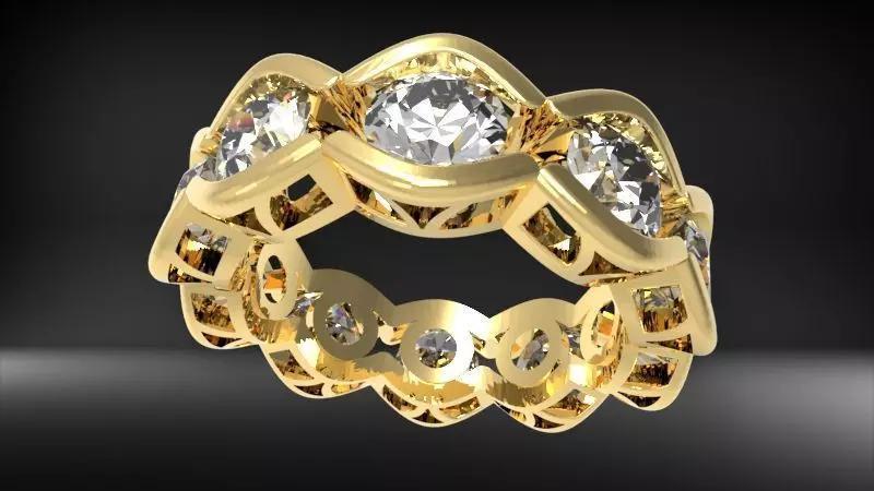 Art Deco Vintage Dia Eternity Wedding Band Ladies Ring Classic