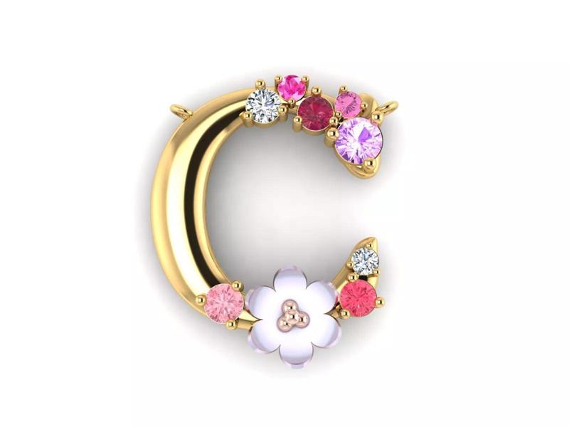 Pendant or necklace  Letter C