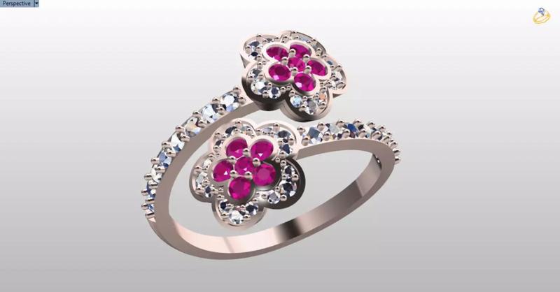 bypass flower jewelry ring