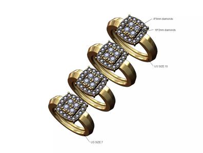 Diamond cluster claw sides ring US sizes 7to10