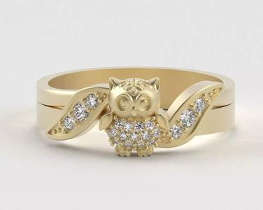 Owl Ring with Side Leaves