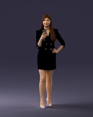 000277 Realistic Female Model in Business Dress with Smartphone 0708