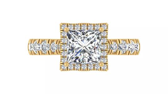 Princess-Cut Halo Diamond Engagement Ring