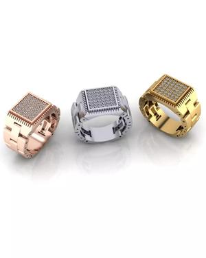pave setting man jewelry ring