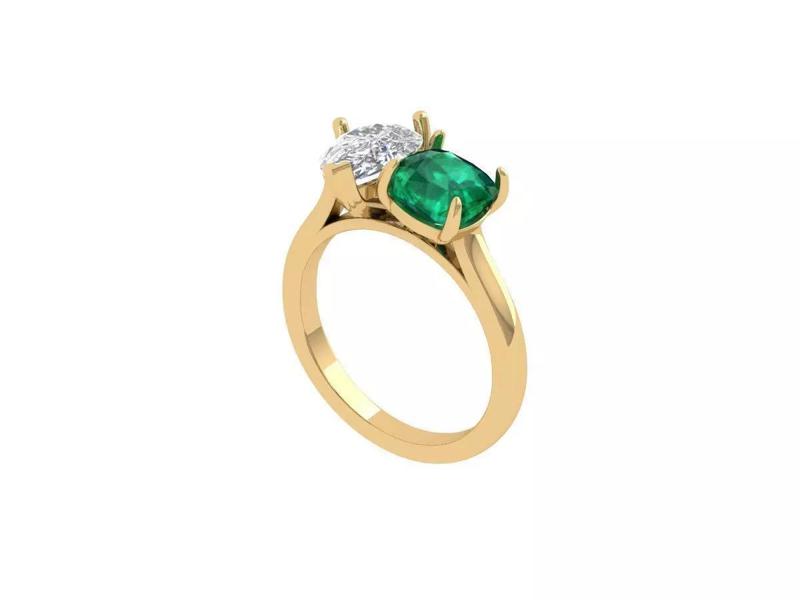 Pear and cushion 2 stone Ring