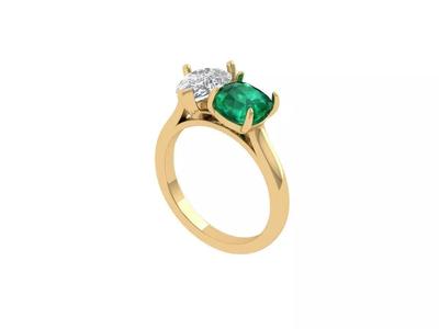 Pear and cushion 2 stone Ring