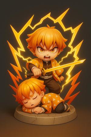Zenitsu Thunder Flash Diorama – Dual Form Chibi Display