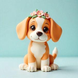 🐶 Figurine 3D - Cute Little Dog with Flower Crown