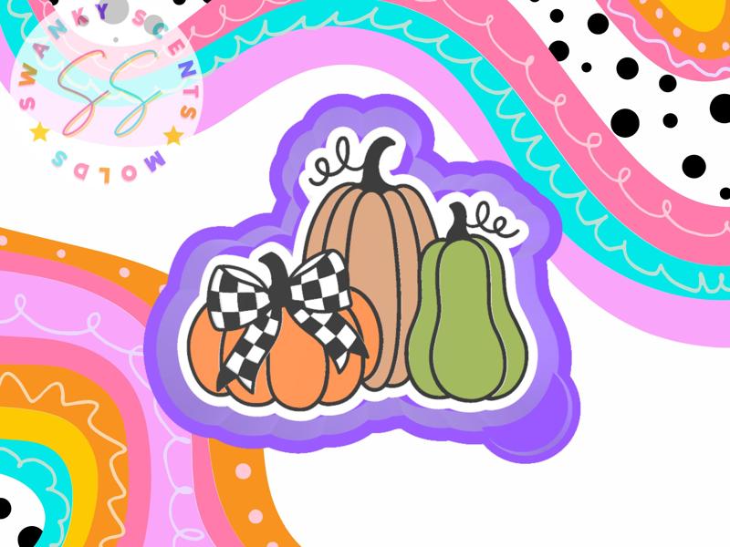 Pumpkin Trio Checkered Bow Freshie STL