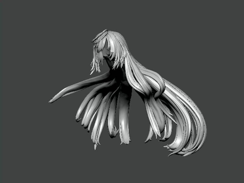 3D Model-HAIR0001 head of anime character