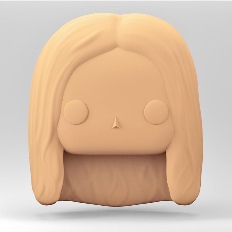A female head in a POP style.  Long straight hair. WH_1-7