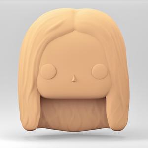 A female head in a POP style.  Long straight hair. WH_1-7