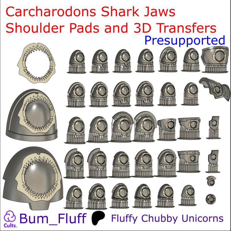Carcharodons Shark Jaws Space Chappies Shoulder Pads and 3D Transfers