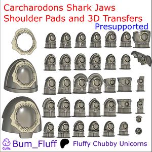 Carcharodons Shark Jaws Space Chappies Shoulder Pads and 3D Transfers