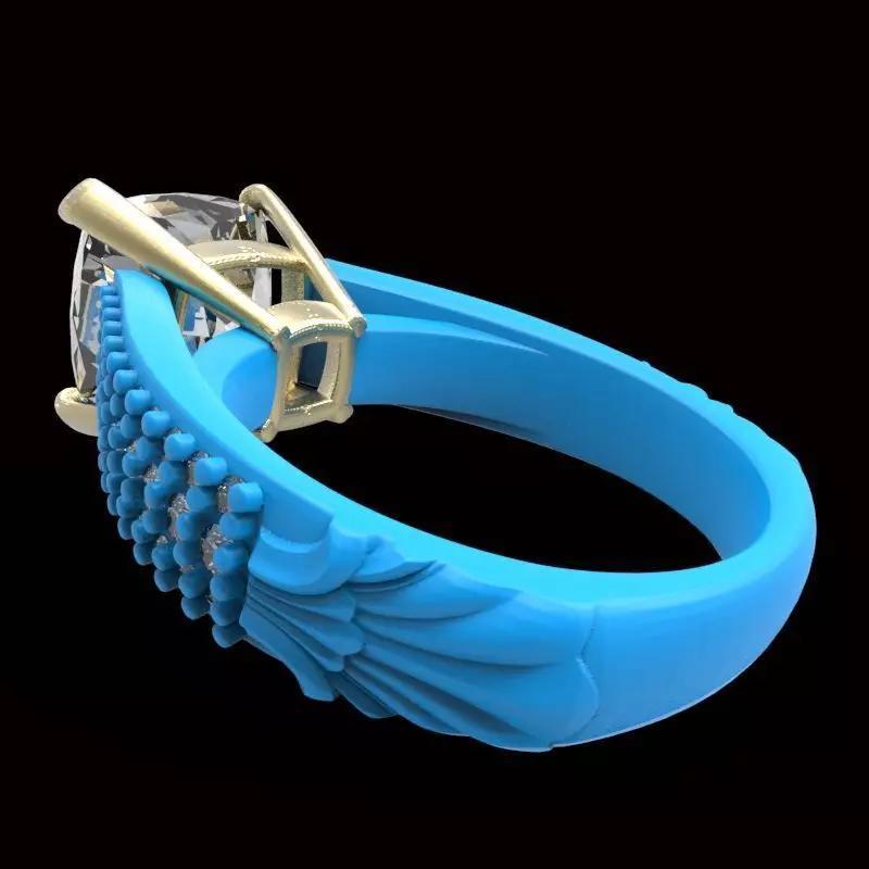 5 engraving 10x10mm baryon cut gem ring with diamonds