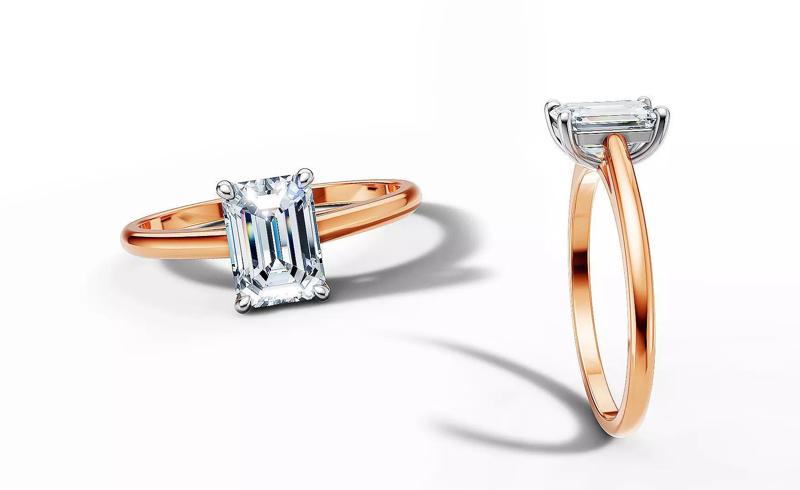 7x5 Emerald Gem 1ct Stone Solitaire Engagement Ring