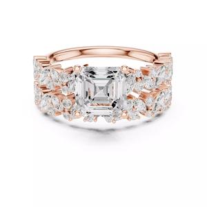 7mm Asscher Cut Diamond Wedding Ring Set 3DM STL Video