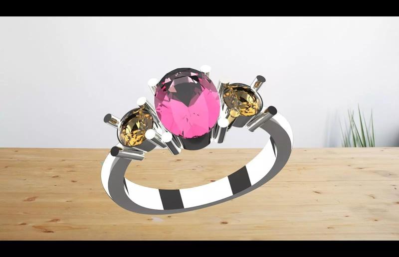 3 stone luckry wedding ring