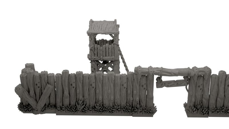 Outpost sentry tower and palisade walls