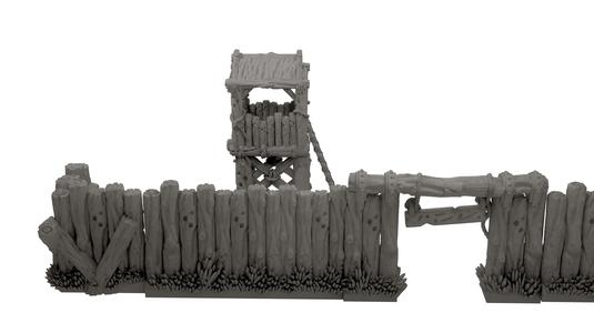 Outpost sentry tower and palisade walls