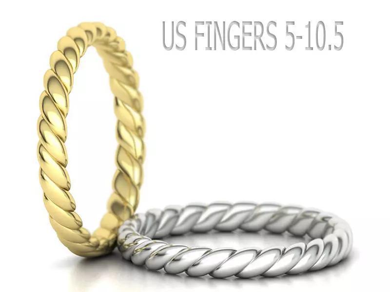 3mm Rope design Wedding band ring 3dmodel