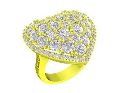7023 Luxury Korean Heart Diamond Women Ring