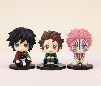💧🔥🌙 Giyu, Tanjiro & Akaza Chibi - 3 Figure Kawaii Pack from Kimetsu no Yaiba
