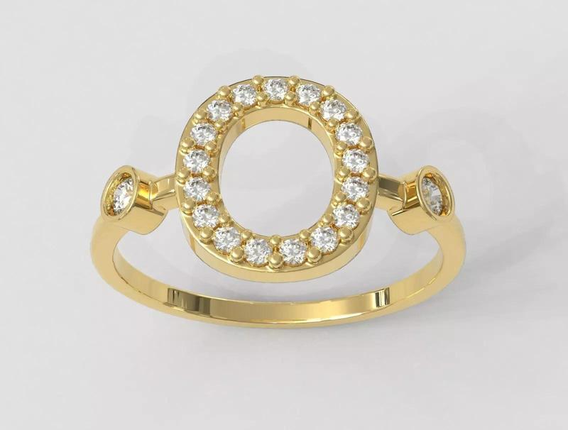 Diamond Letter Ring - O