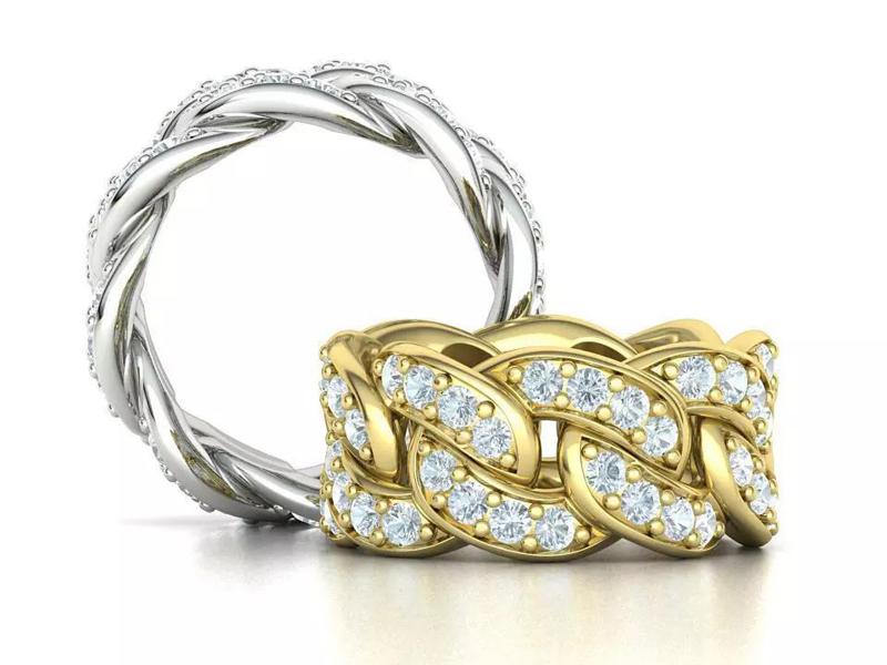 Diamond Cuban Link Ring  Heavy Chain Ring 10mm Wide 5US 6US