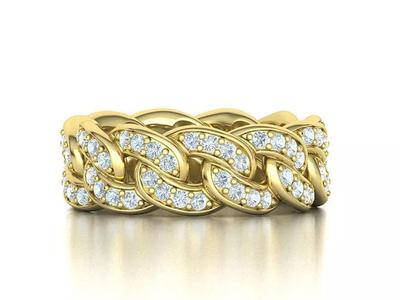 DIAMOND Cuban Link Heavy Chain Ring 9mm Wide 11US Size 3dmodel