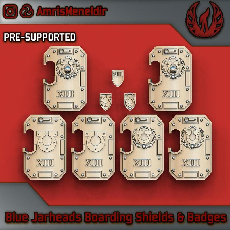 Blue Jarheads Boarding Shields and Badges