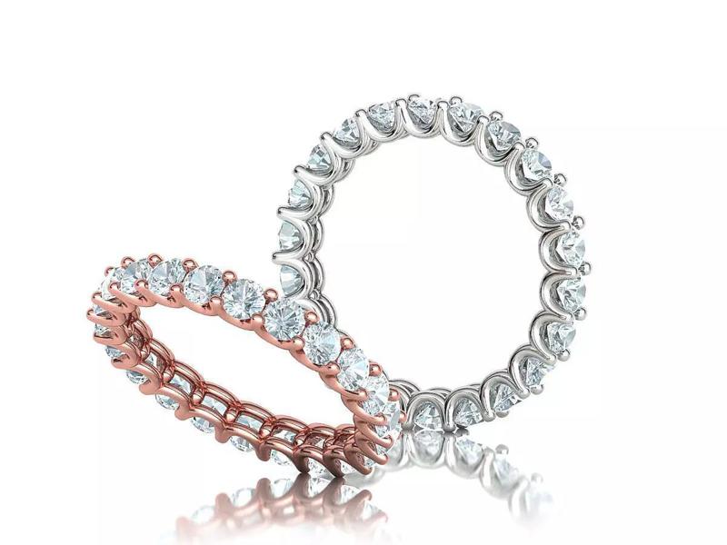 Diamond Eternity Wedding Band 3mm Gems Ring Many Fingers