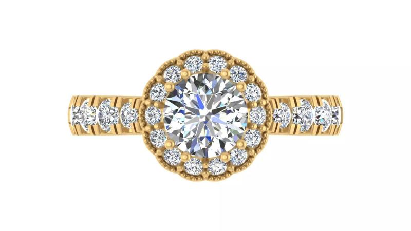 Halo Blue Sapphire and Diamond Engagement Ring