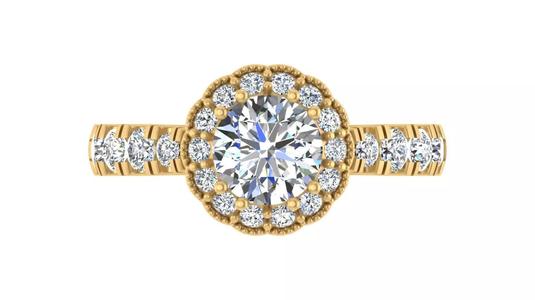 Halo Blue Sapphire and Diamond Engagement Ring