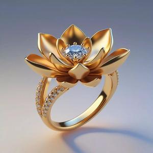 Golden Lotus Engagement Ring