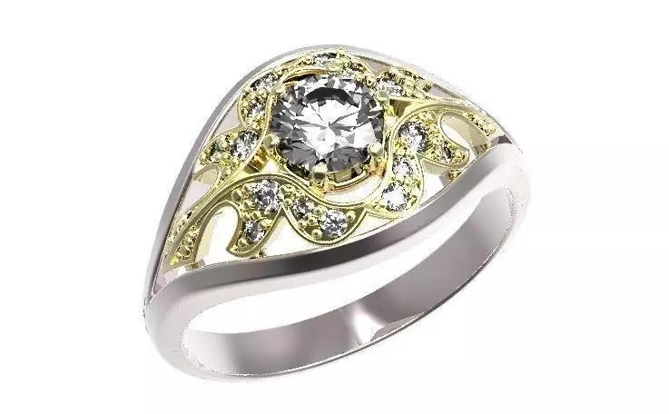 Gold ring with a diamond