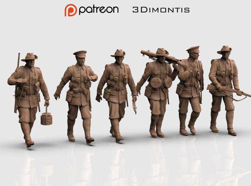 Australia soldiers ww1 3D print model