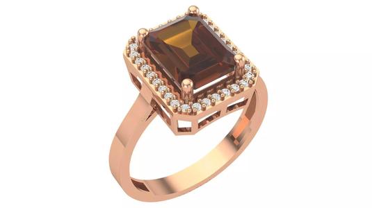 Halo Ruby Gemstone Ring 3dm stl render details