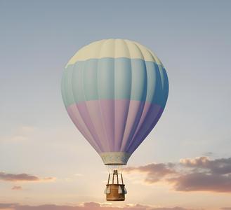 Serene Hot Air Balloon Flight at Sunset