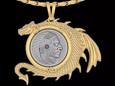 Indian dragon pendant jewelry Gold silver necklace